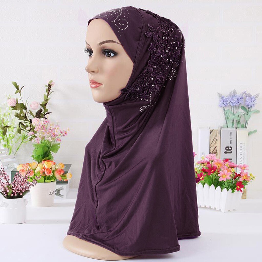 Hijab Double Boucle Sans Lacet Écharpe S'arrêter Crêpe Pratique Châle Foulard