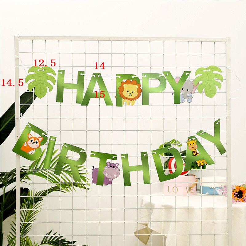 Jungle Safari Cupcake Topper Happy Birthday Banner Animal Cake Flags For Birthday Party Decorations Kids Boy Favors Supplies: Dark Khaki