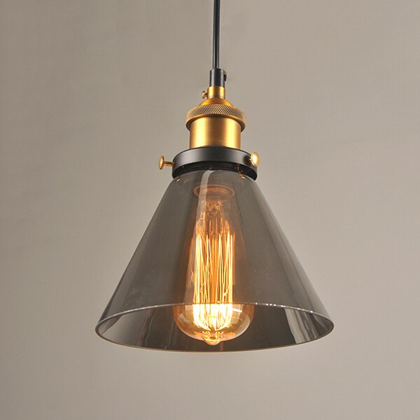 Jahrgang Anhänger Lichter Glas Anhänger Lampen Dachgeschoss Industrie Hängen Lampe rauchig Grau Lamparas De Techo Colgante Moderne Glanz Pendent: rauchig grau-B 18.5CM