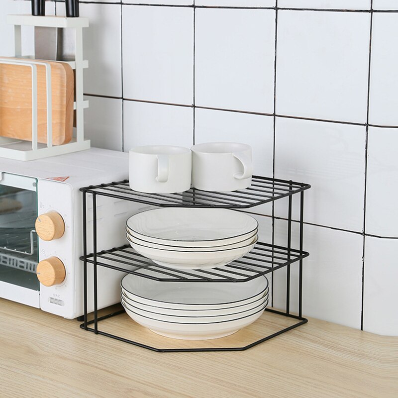 Bad Küche Lagerung Rack Tassen Gerichte Gewürz Glas Gewürz Flasche Finishing Lagerung Rack 3-Tier-Desktop-Metall Halter Rack