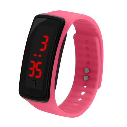 Kids Digital Watch Kids Sport Silicone Adjustable Band LED Screen Electronic Digital Wrist Watch Bracelet Clock montre enfant: Pink