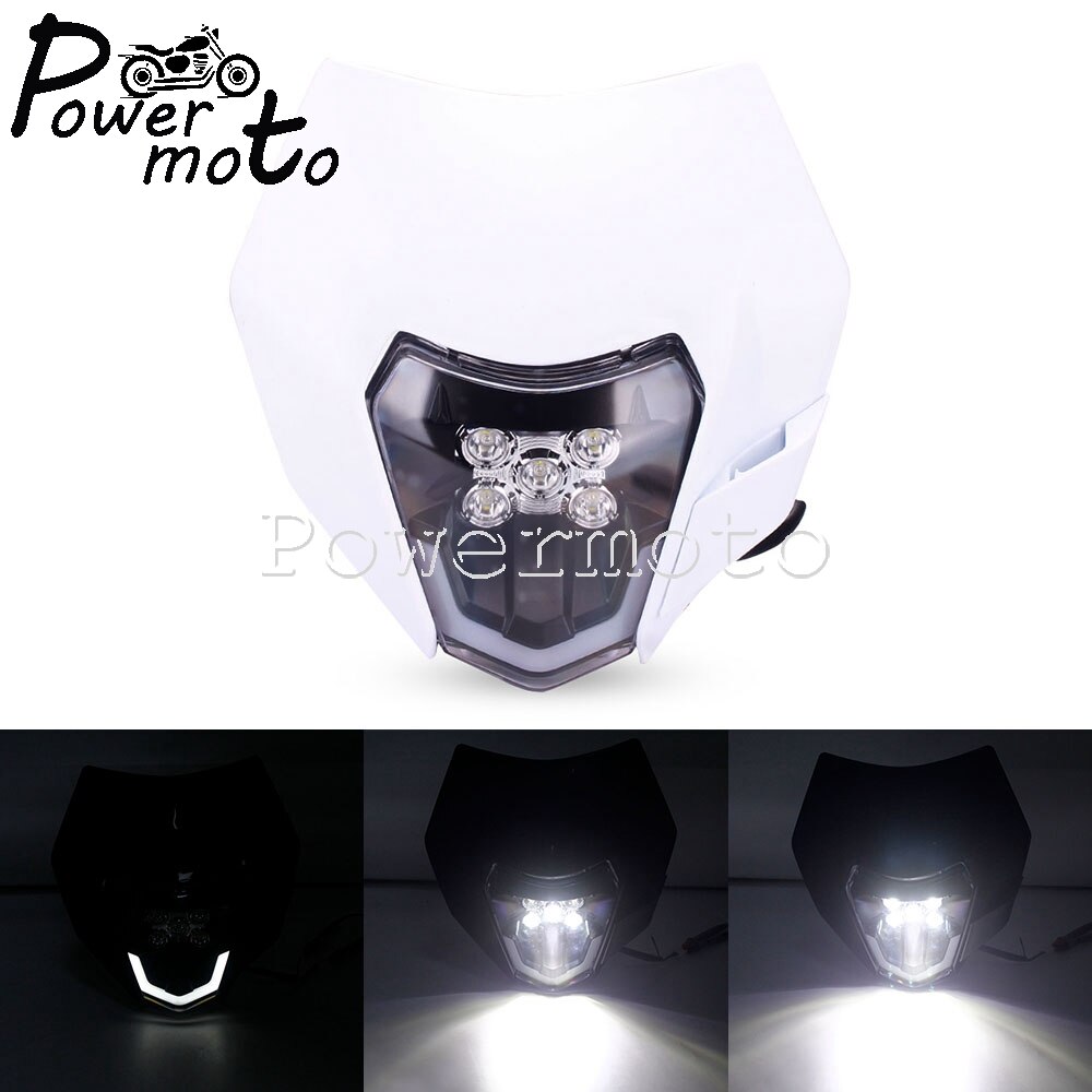 Enduro MX Dirt Bike Hi/Lo Beam Headlamp LED Headlight Mask For EXC EXC-F XC-W 250 300 350 450 500 690 SMC Enduro FREERIDE 250: 057 white