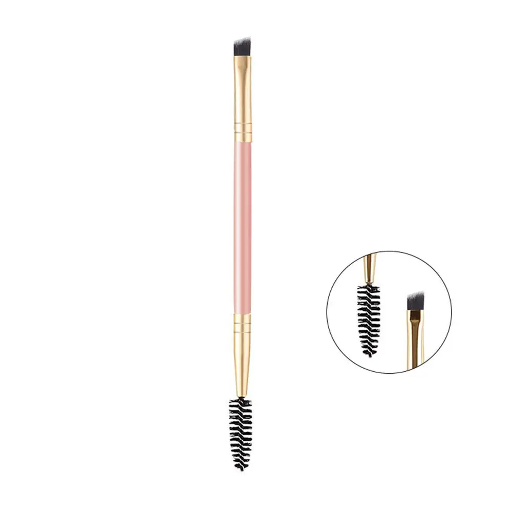 1 stks tweekoppige wenkbrauwborstel spiraal diagonale hoek make-upborstel houten handvat mee te nemen mooie make-up tools schoonheid: Paars