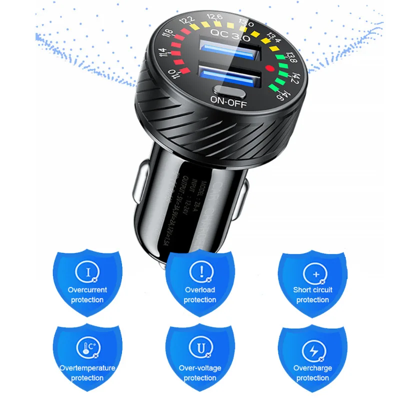Kewig 48W Usb Autolader Type C Auto Telefoonopladers Snel Opladen Pd Qc3.0 Telefoonoplader Met Aan/Uit Schakelaar Auto-Oplader Adapter