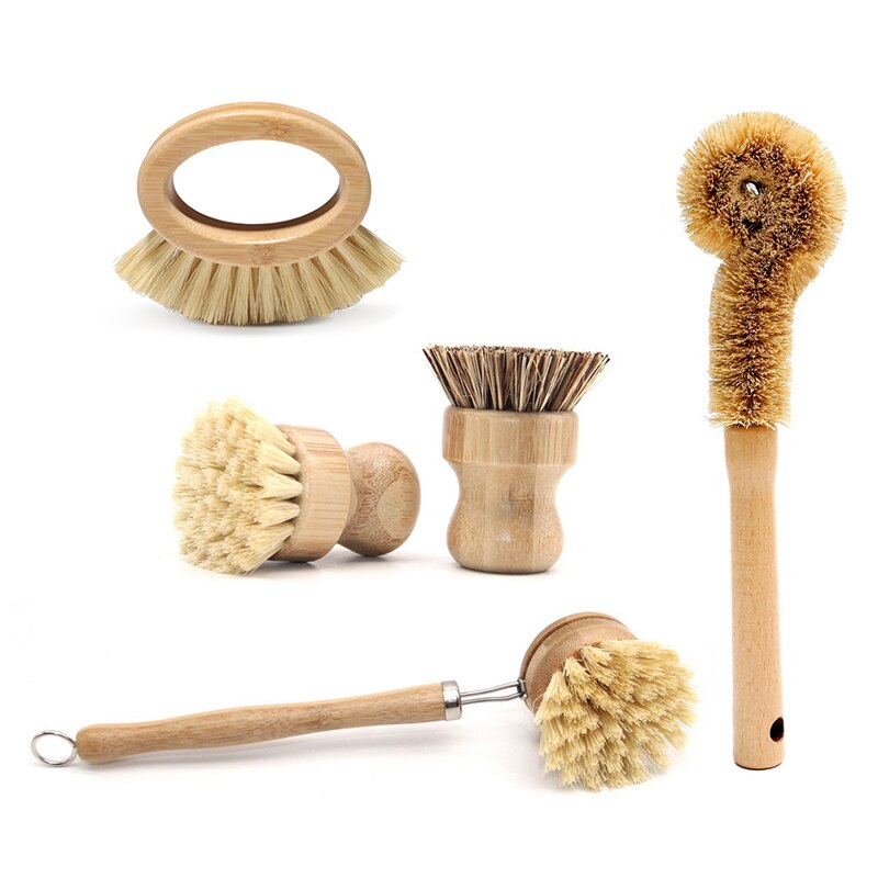 1PCS Kitchen Cleaning Brush Plant Based Made By Bamboo、Sisal、Ebow Coir For Kitchen、Bottle、Dish Cleaning Tools