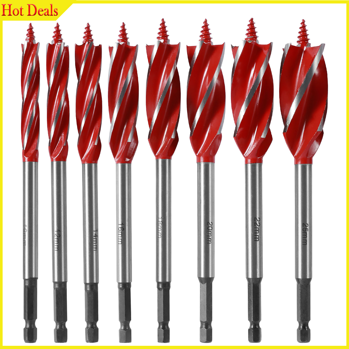 Woodworking Twist Drill Bit Set Four Slot Four Blade Woodworking Support Drill Auger Drill Bits 10-25mm Reaming Drill Bit