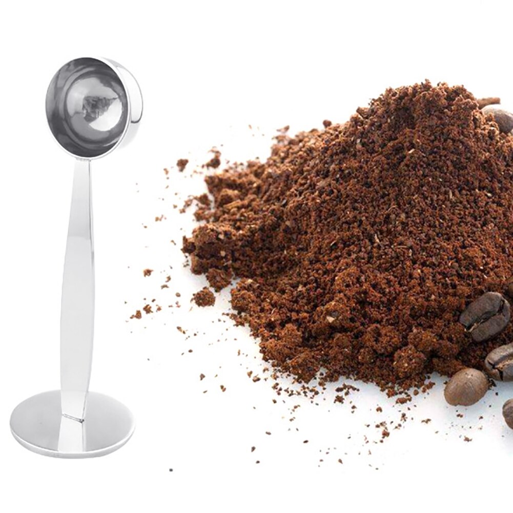Cuchara de café Espresso 2 en 1, cuchara de té de café Café de acero inoxidable, cuchara medidora Tamper para café, té, utensilios de cocina