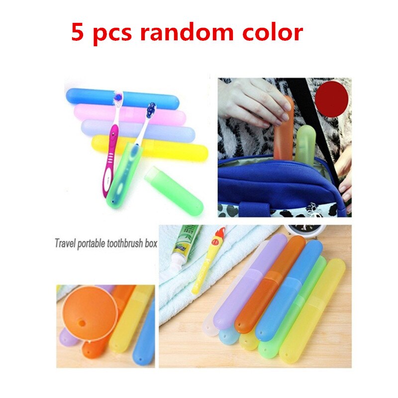 5/2/1 Uds Mini viaje caja portátil para cepillos de dientes transpirable cepillo de dientes tubo taza protección de color de la Caja al azar para niños y adultos: green