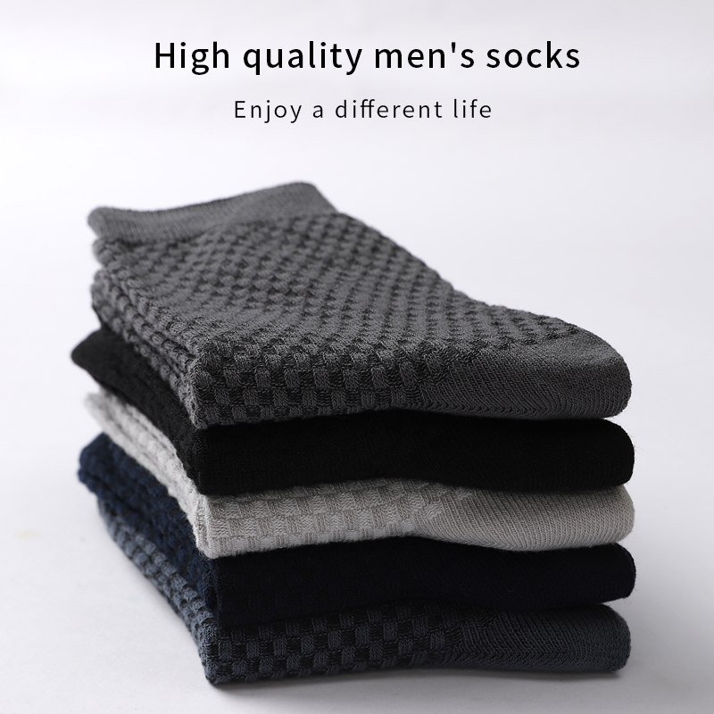 10Pairs Casual Bamboo Fiber Men's Socks Business Breathable Deodorant Compression Socks Men Long Big Size EUR 38-46