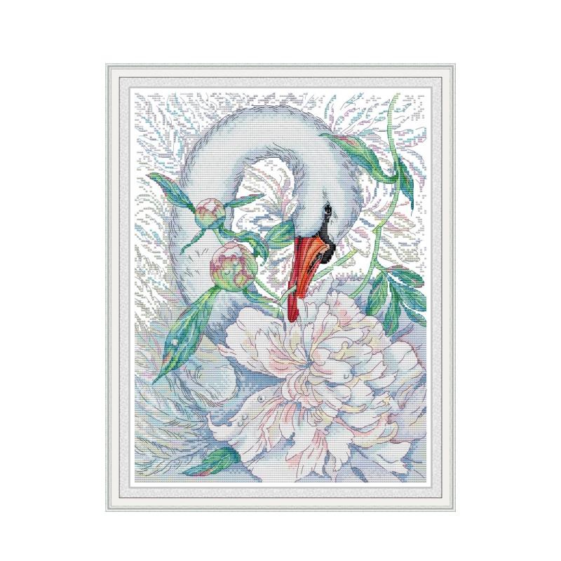 DA475 White swan 4 cross stitch kit aida 14ct 11ct count printed canvas stitches embroidery DIY handmade needlework