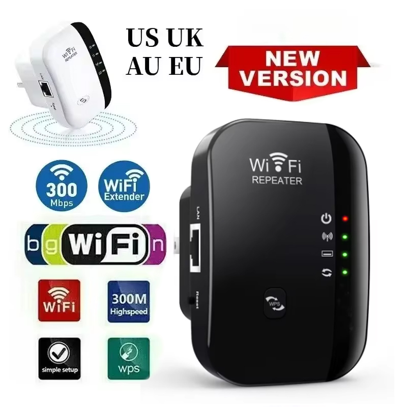 Wifi repeater trådløs signalforstærker udvidet netværksforstærker eu us hjemmerouter 300m gennem væggen soveværelse modtager bevægelse