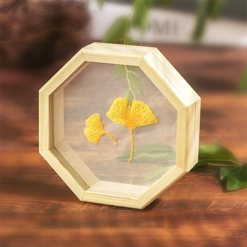 Organza Flower Embroidery Kits Plant Handmade Needlework Hoop Cross Stitching for Beginner with Frame Art Craft Home Decor