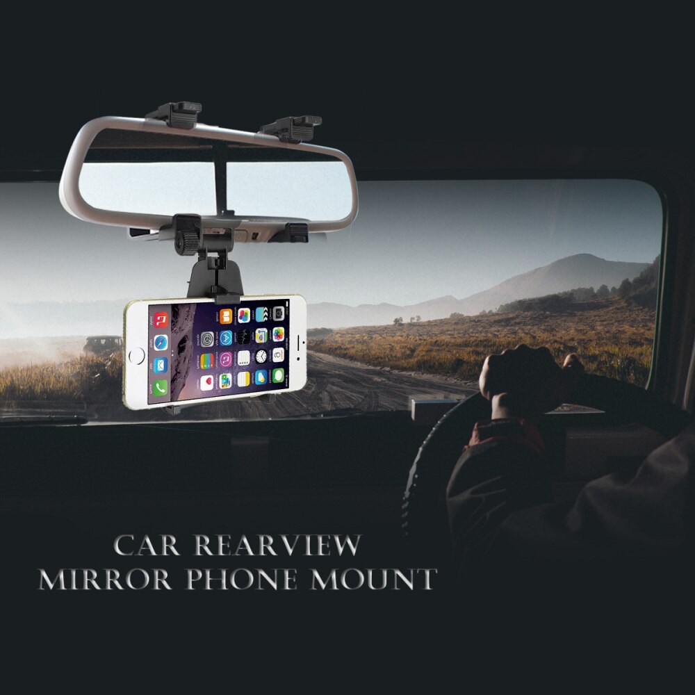Cell Phone Car Mount Review Mirror Phone Holder Cradle Stand for GPS (Black): Default Title