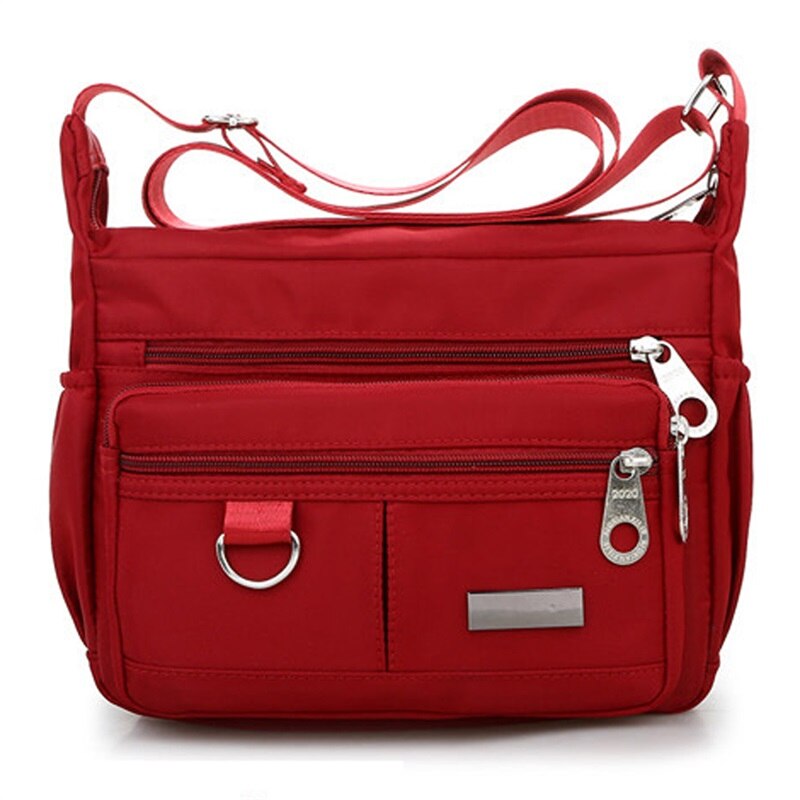 Vrouwen Schoudertas Waterdichte Nylon Messenger Bag Casual Schoudertas Grote Capaciteit Mode Handtas Dame Messenger Bag: Wine red