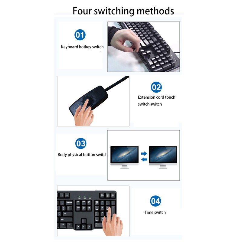 4 Port Hdmi Kvm Switch Ondersteuning Max 4K @ 30Hz Input Met Usb2.0 Hub 4 In 1 Out kvm Switch