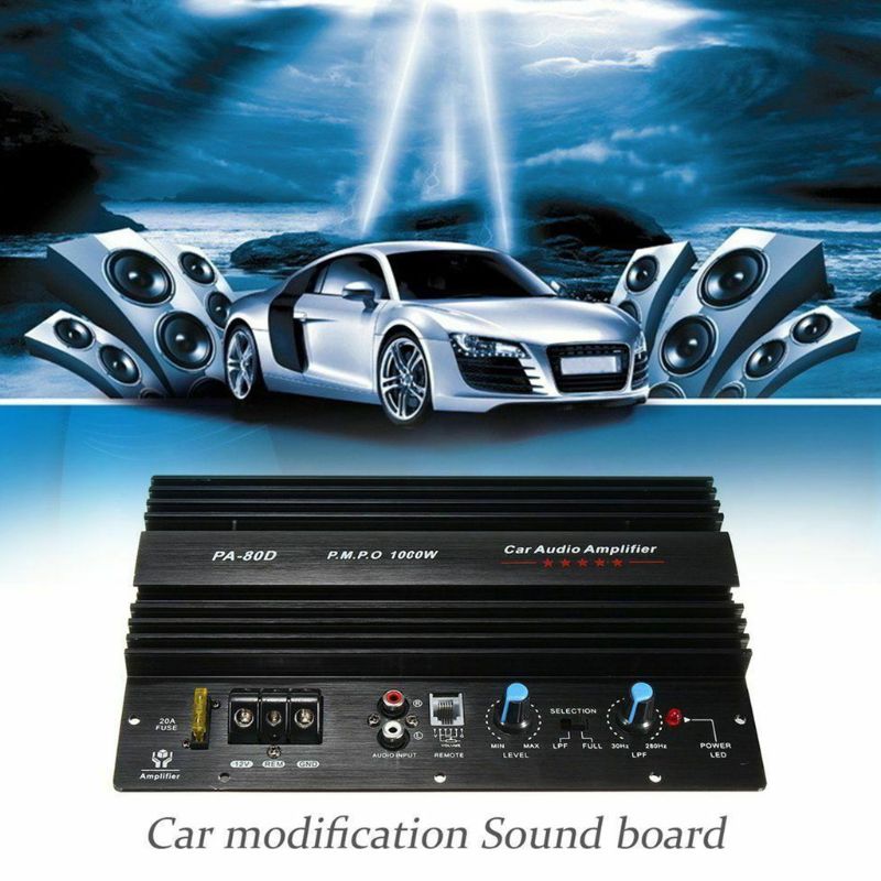 12V 1000W Mono Car Audio Power Amplifier Powerful Bass Subwoofers Amp PA-80D