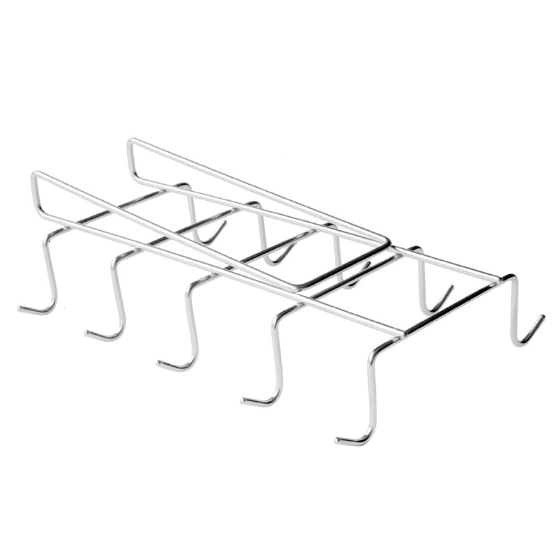 Soporte para tazas, colgador de tazas debajo del estante, armario de café, cocina, estante de almacenamiento, armario de plata, 10 ganchos, acero inoxidable 304: Default Title