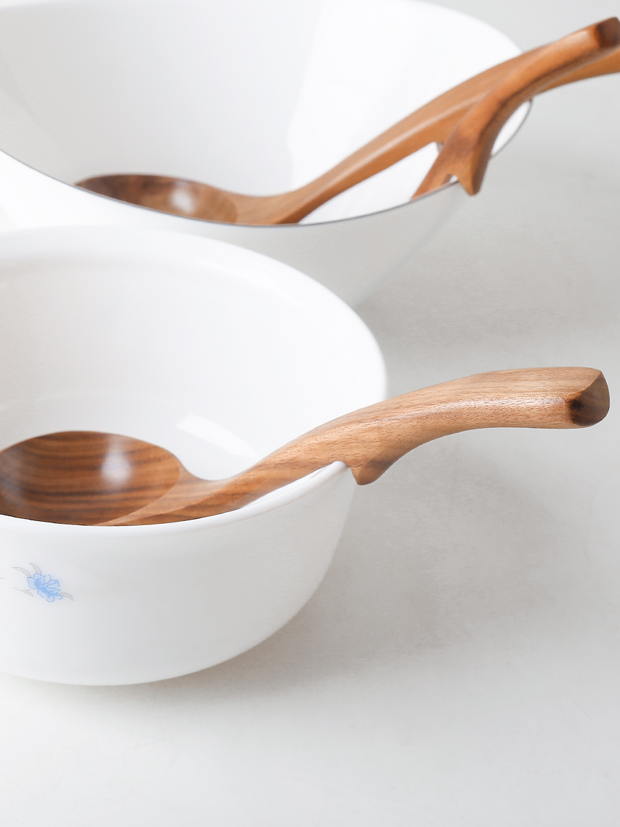 Teak Wood Long Spoon Hook Tablespoon Kitchen Wooden Soup Spoon