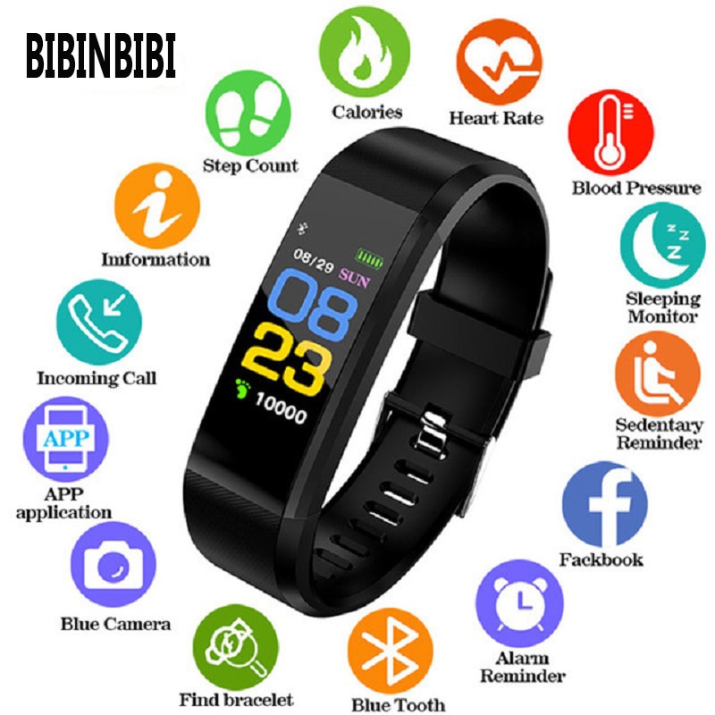 BIBINBIBI Slimme Horloge Mannen Vrouwen Hartslagmeter Bloeddruk Fitness Tracker Smartwatch Sport voor ios android + DOOS