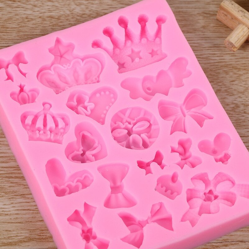 Krone sløjfe form 3d fondant kage silikone form til polymer ler forme køkken chokolade wienerbrød værktøj til fremstilling af slik