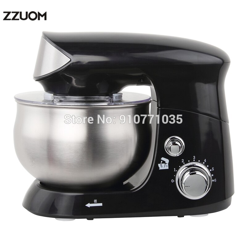 ZZUOM 6-Speed Chef Kitchen Mixing Flour Mixer Machine 220V Stand Mixer With Beater, Dough Hook And Egg Whisk: Black / CN