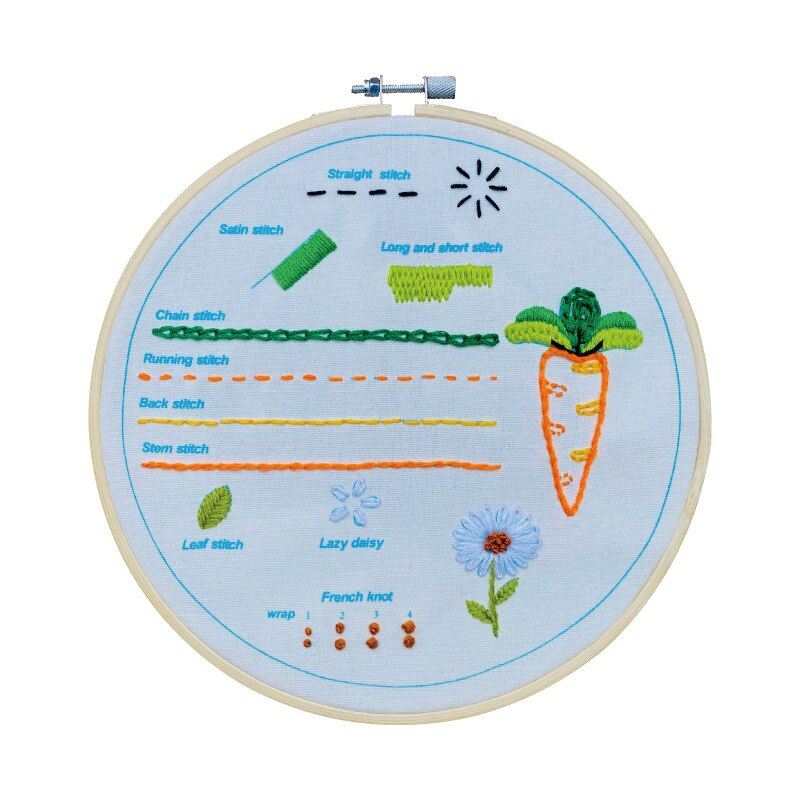 Kit de bordado básico, bordado Tutorial, bordado, manualidades, patrón Simple, costura para principiantes (con ARO)