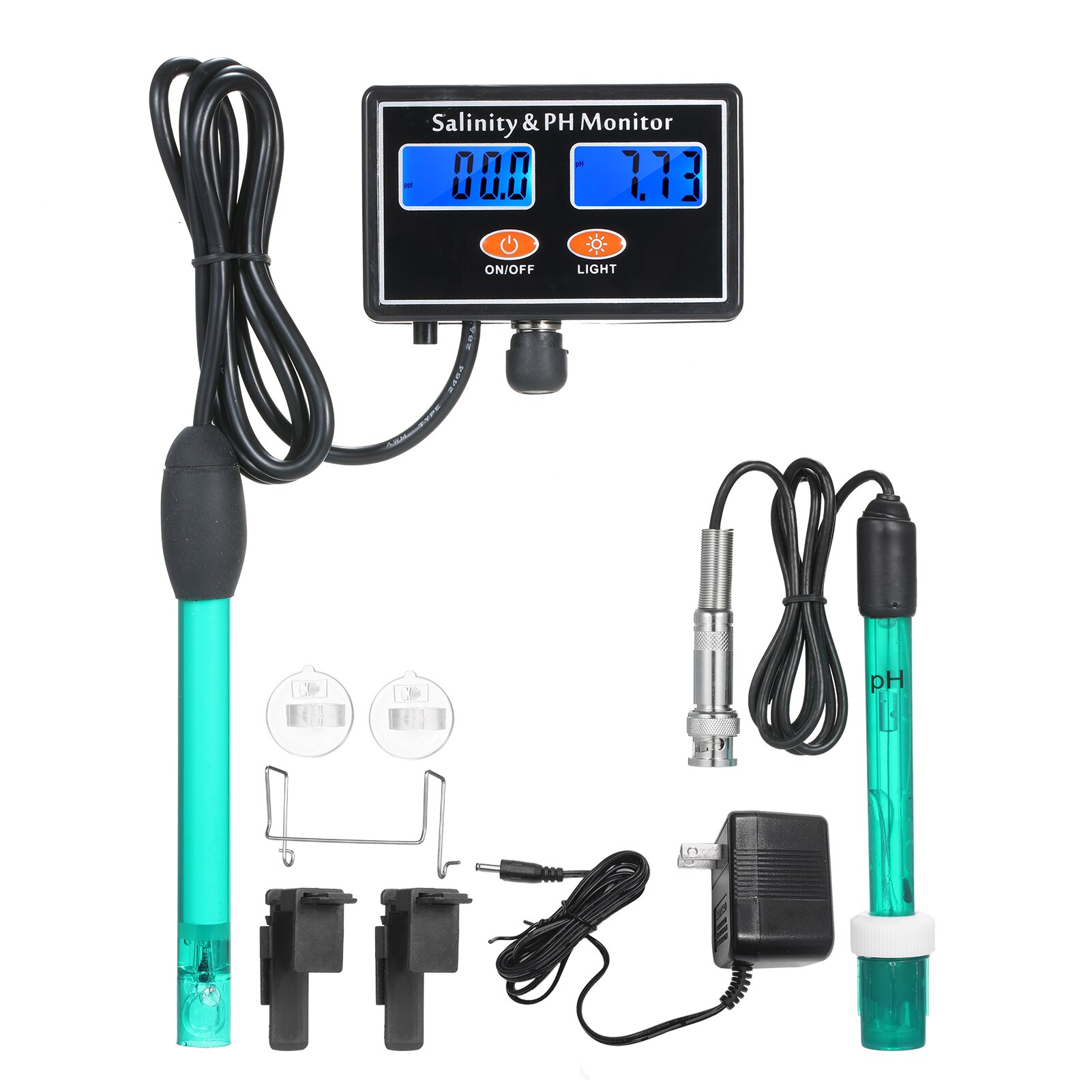 2-en-1 PH/salinité moniteur de de l'eau pH et salinité moniteur mètre eau de mer salinité moniteur PH de l'eau testeur: US Plug