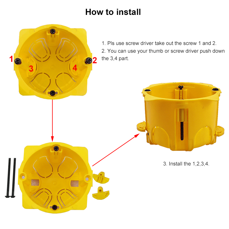 EU 1 2 3 Gang DryWall Box Both For Gypsum Board Dry Box Plasterboad and Concrete Wall EU Switch Socket Cassette Installiton Box
