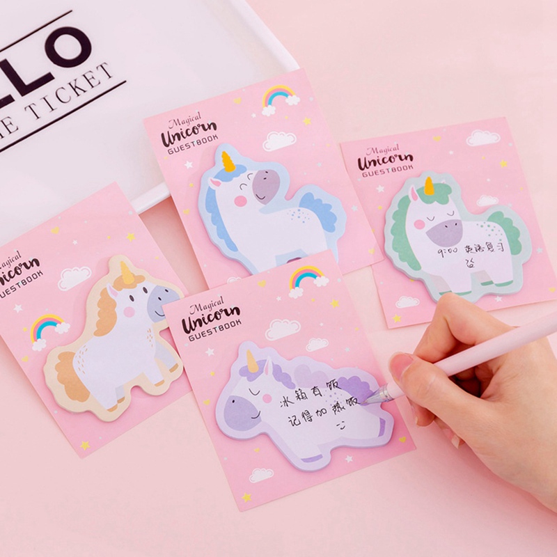 Cute Pink Girls Heart Unicorn Notebook Sticky Notes Student Diary Learning Office Stationery For Girls Learning Supplies