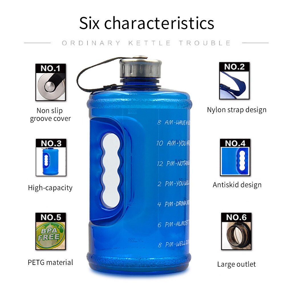 Grote Capaciteit Bidon 73Oz Fitness Oefening Water Fles Met Tijd Sport Fietsen Waterkoker # YL5