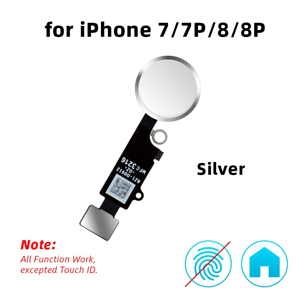 FIXBULL Universelle Bouton Câble Flexible Pour iPhone 7 8 Plus 7plus 8plus Avec Fonction de Retour Pas D'empreintes Digitales Touch ID: For 7-8p Silver