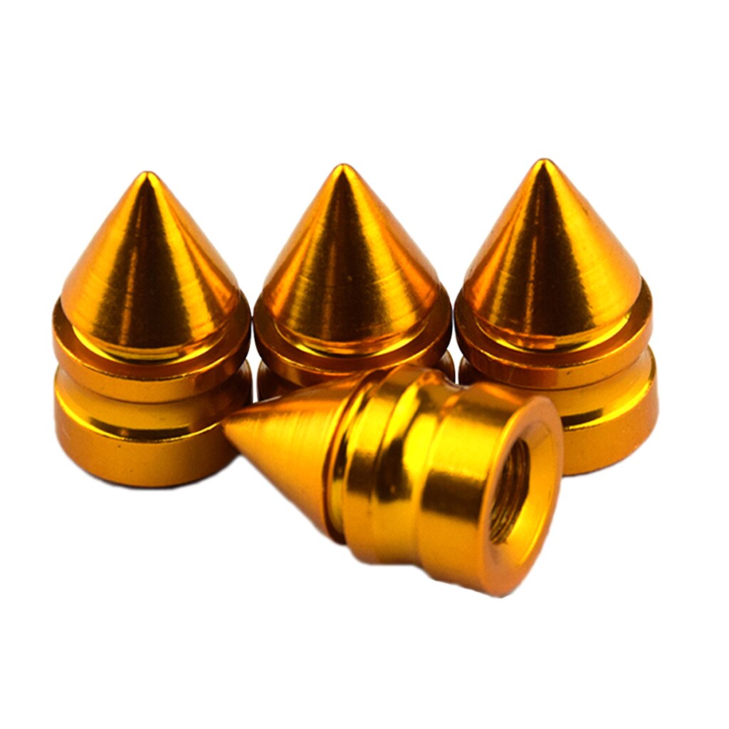 4 Pcs Bolt-em Alumínio Da Haste Da Válvula Do Pneu de Carro Caps Pico Theftproof Válvulas de Pneus de Tampas Das Válvulas de Roda Da Bicicleta Da Motocicleta pneus Haste Cap Air: Golden