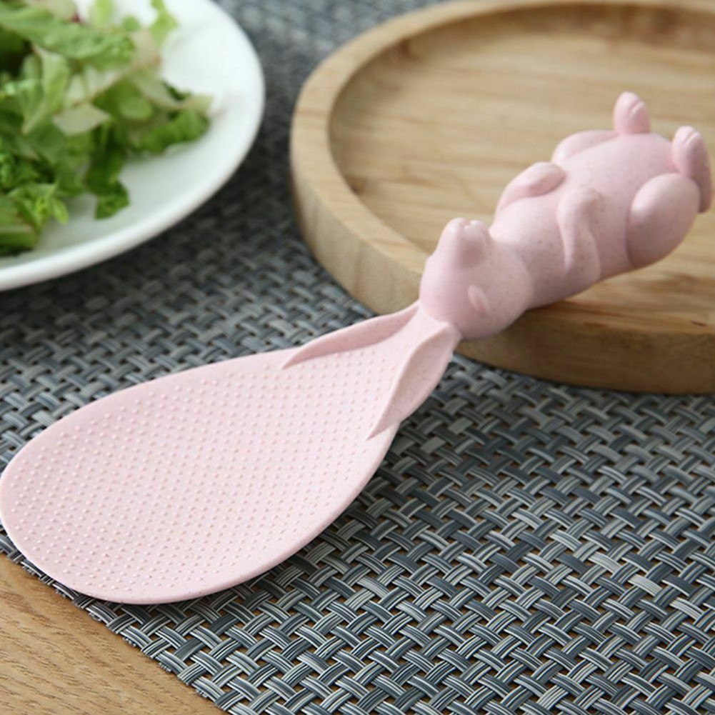 Cuillère à soupe antiadhésive en forme de lapin, cuillère à riz, belle louche à soupe sur pied, pelle à poignée en forme de lapin, ustensiles de cuisine