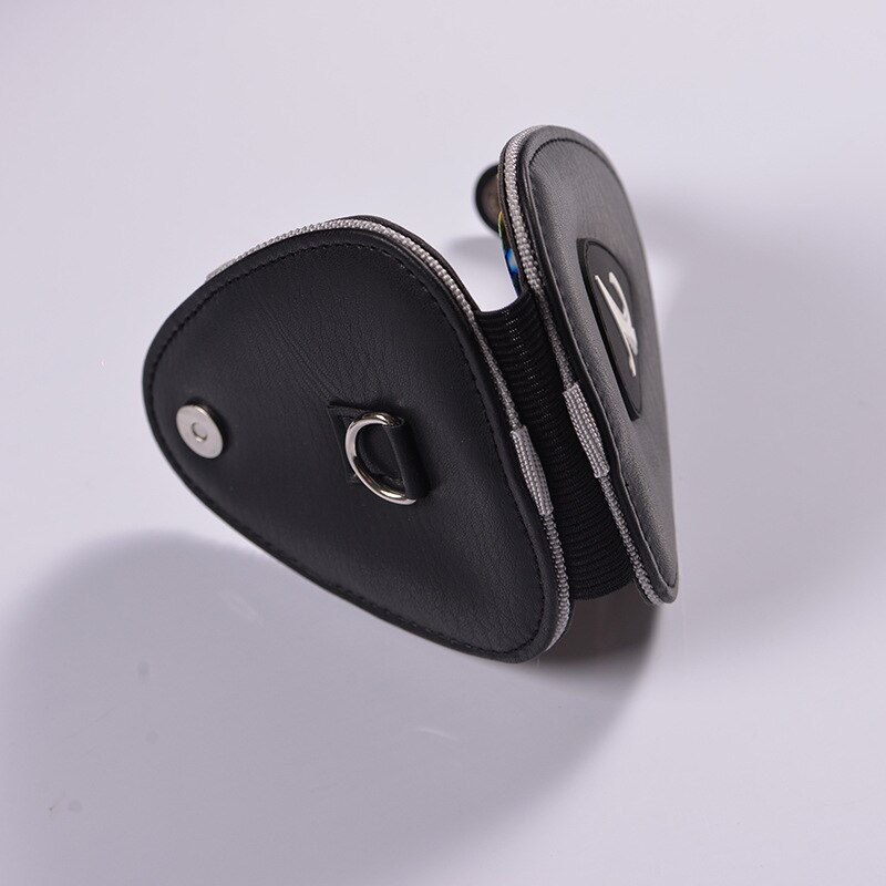 Porte-médiator pour guitare en cuir, 21 pièces, portefeuille, plectre électrique acoustique 0.46 0.71 0.96mm, mélange de noir, forme Triangle carré