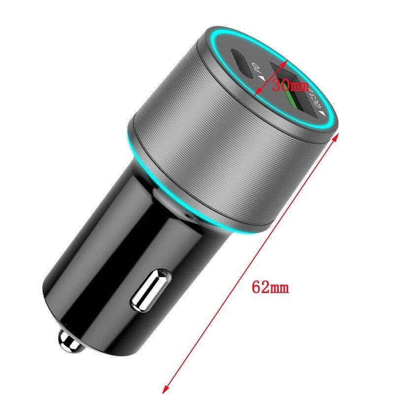 Autolader Pd Autolader QC3.0 Opladen Hoofd Metalen Dubbele Diafragma Dual Port Usb Car Charger