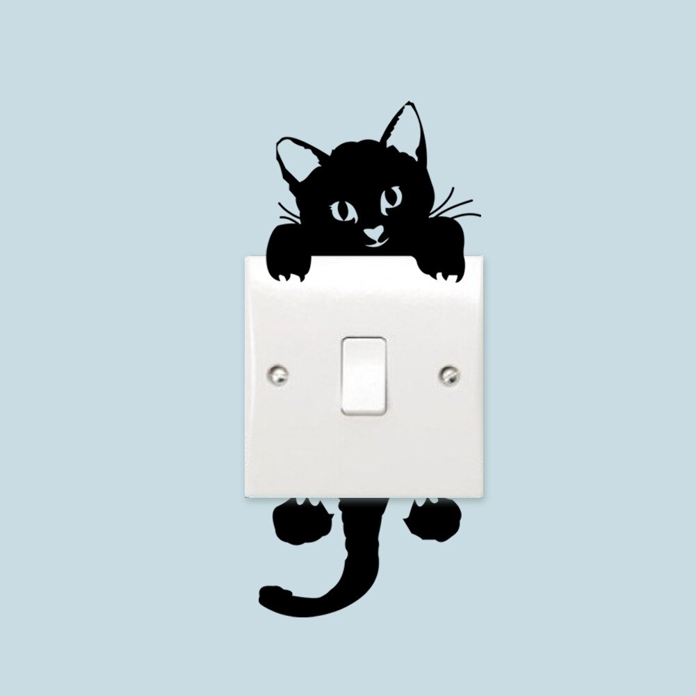 Cute Cat Wall Sticker Light Switch Decor Decals Art Mural Baby Nursery Room PVC Wallpaper for Living Room
