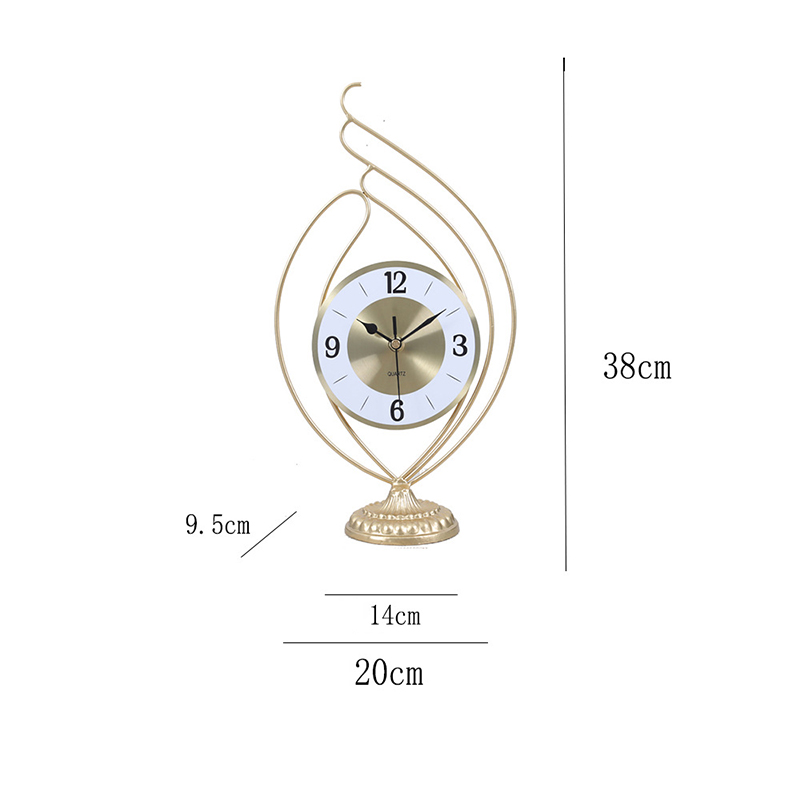 ZGXTM Golden Iron Desktop Clock Desktop Clock Desk Clock Living Room Study Pendulum Clock Desktop Ornament: 001 white