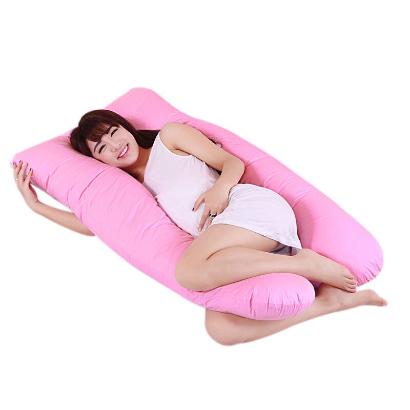 Maternity Pregnancy Boyfriend Arm Body Sleeping Pillow Case Covers Sleep U Shape Cushion Cover B99: Pink