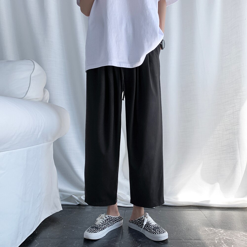 Män & #39 ;s business casual byxor formella lösa vida ben byxor siden byxor enfärgad sociala kostym byxor storlek s -3xl