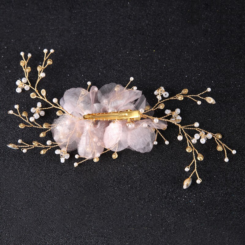 Korte bruid handgemaakte haar ornament Stof haarsp... Grandado