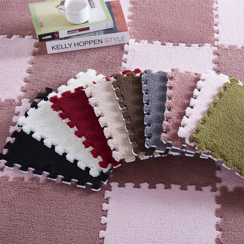 4pc/ sett baby eva skum plysj puslespill lekematte barnetepper leker teppe for barns sammenlåsende treningspute gulv for babyspill