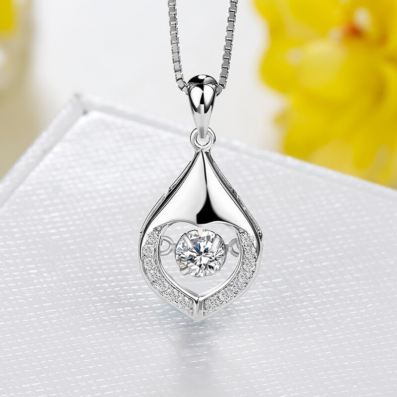 Hanger Sterling Zilveren Ketting 925 Hart Patroon Zirkoon Diamanten Sieraden Dynamische Accessoire Sleutelbeen Ketting