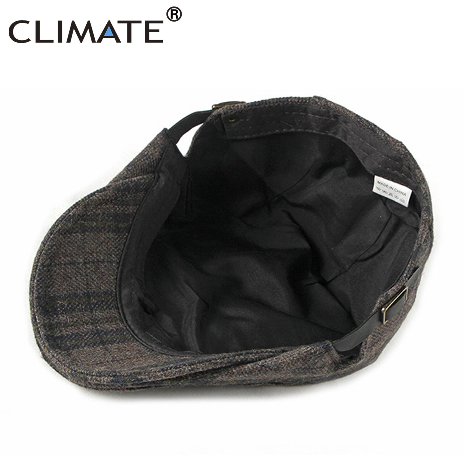 Boina de cuadros para hombre con clima, gorra plana para papá, abuelo, gorro de invierno tejido grueso, Boina a cuadros, gorra ajustable para hombres, para abuelo y papá