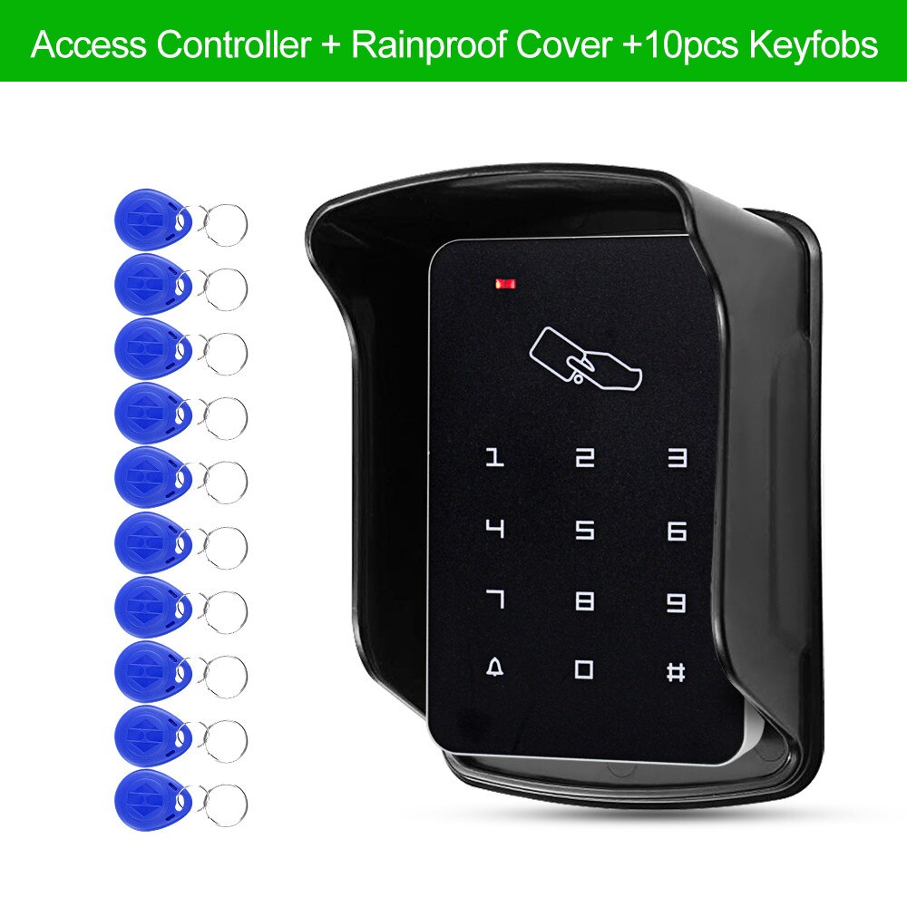 OBO Access Control Keypad RFID Keyboard Waterproof Outdoor Cover 125KHz Standalone Access Controller System Reader 10pcs Keyfobs: Keypad- Cover-10 Key
