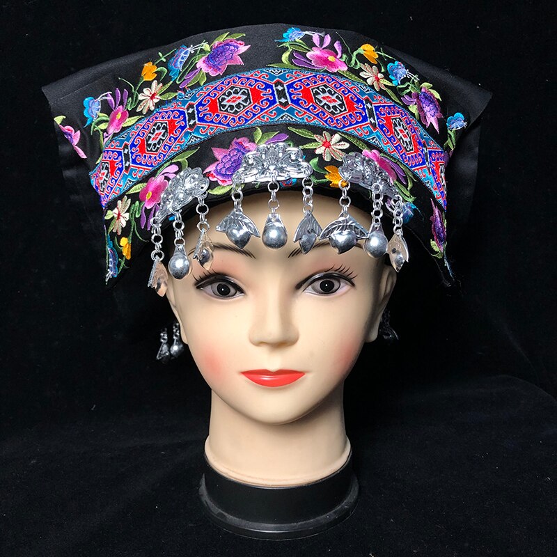Women Embroidered Miao Headdress Chinese Minority dance Headpiece Miao Hat Chinese Minority Folk Dance Accessories: 3