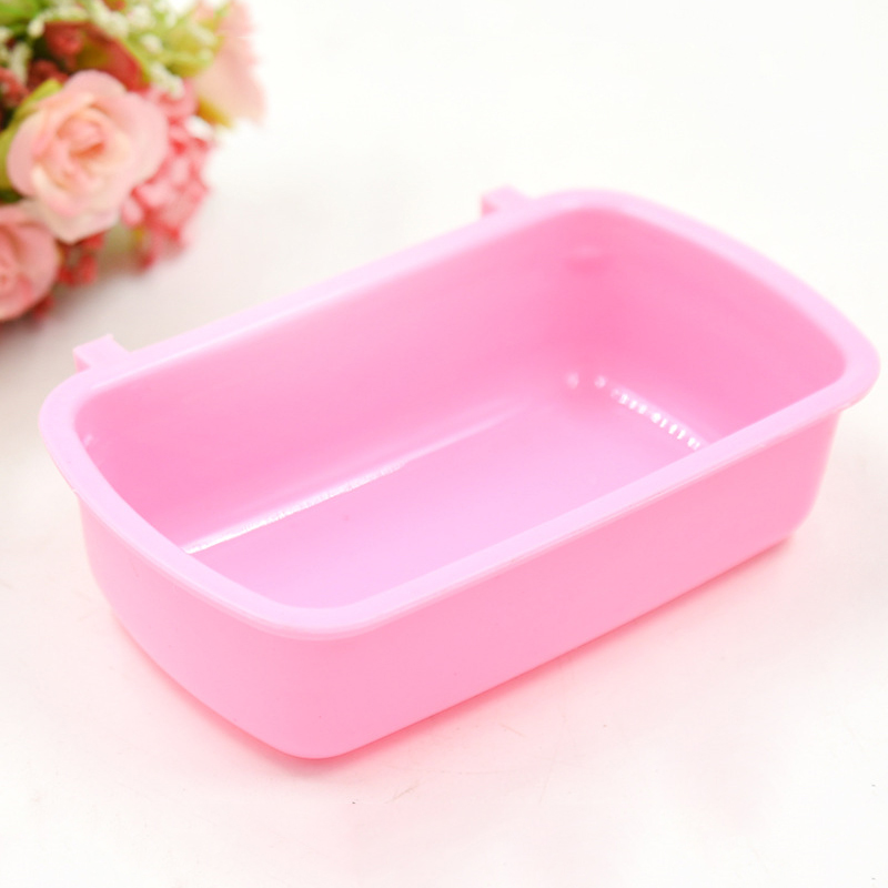 Vogel Hamster Kom Rechthoekige Voedsel Kom Kleine Huisdier Kooi Opknoping Drinken Voedsel Feeder Cup Voeden Baden Huisdier Voedsel Gereedschappen: Pink