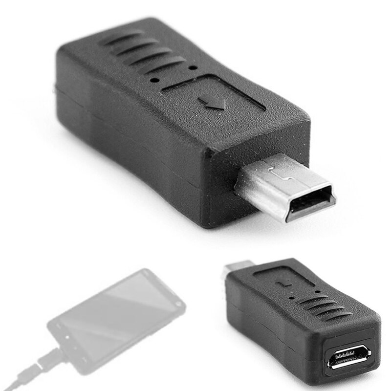 Black Micro USB Female to Mini USB Male Adapter Charger Converter Adaptor