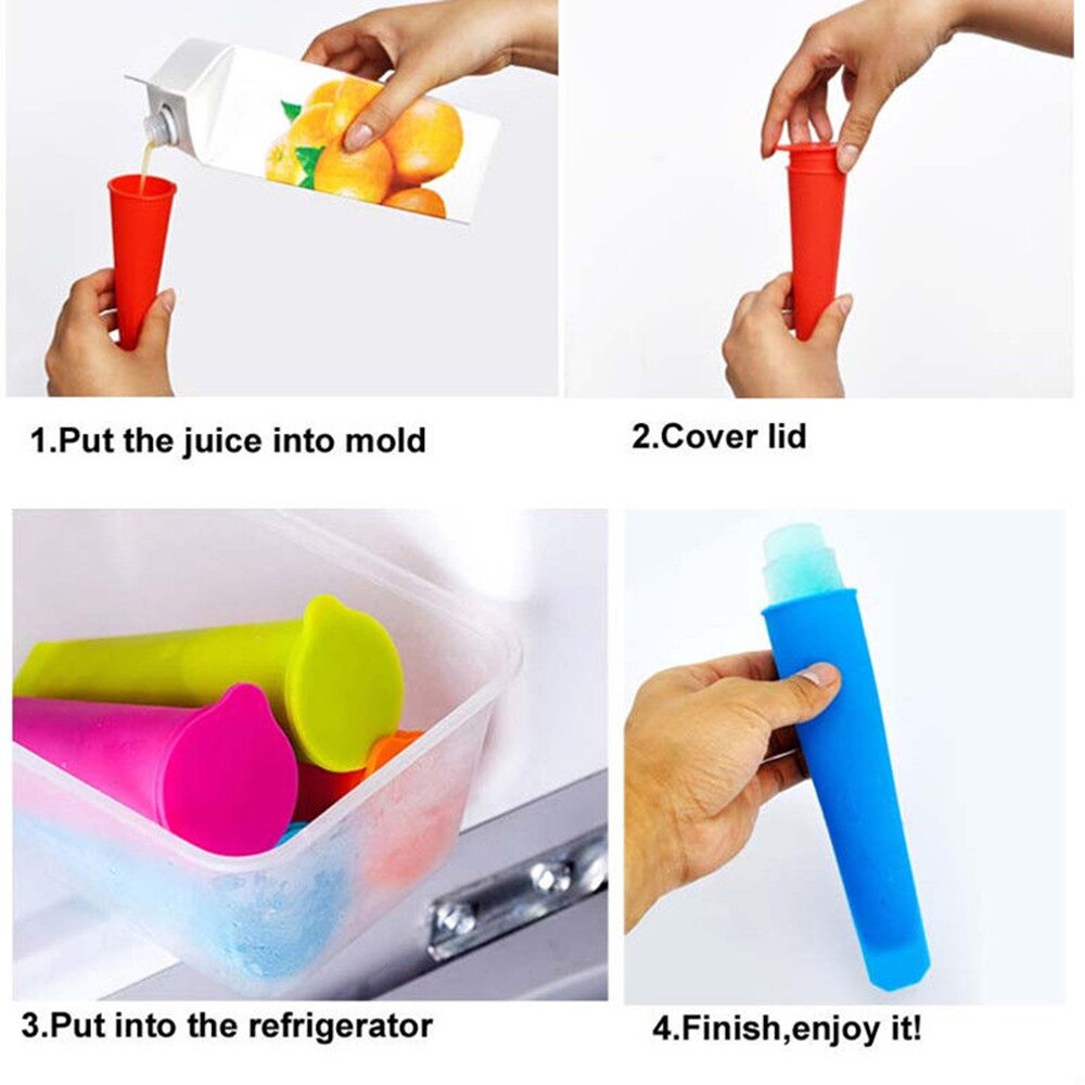 6x Silicone Push Up Frozen Stick Ice Cream Pop Yogurt Jelly Lolly Maker Mould