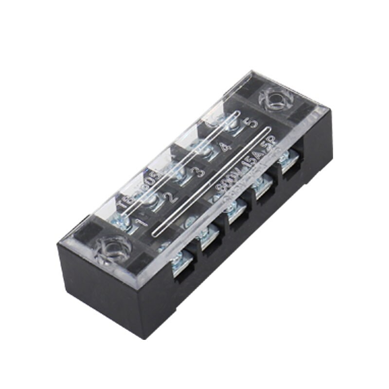 1PCS 15A 600V Dual Row Strip Barrier Screw Wire Connector Fixed Wiring Board TB1503/4/5/6/8/10/12 Terminal Block: TB-1505