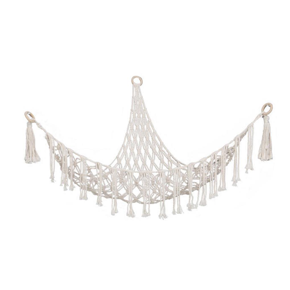 Boho Pluche Speelgoed Hangmat Driehoekige Hangende Geweven Knuffel Opberghouder Organizer Wandtapijtnet: Default Title